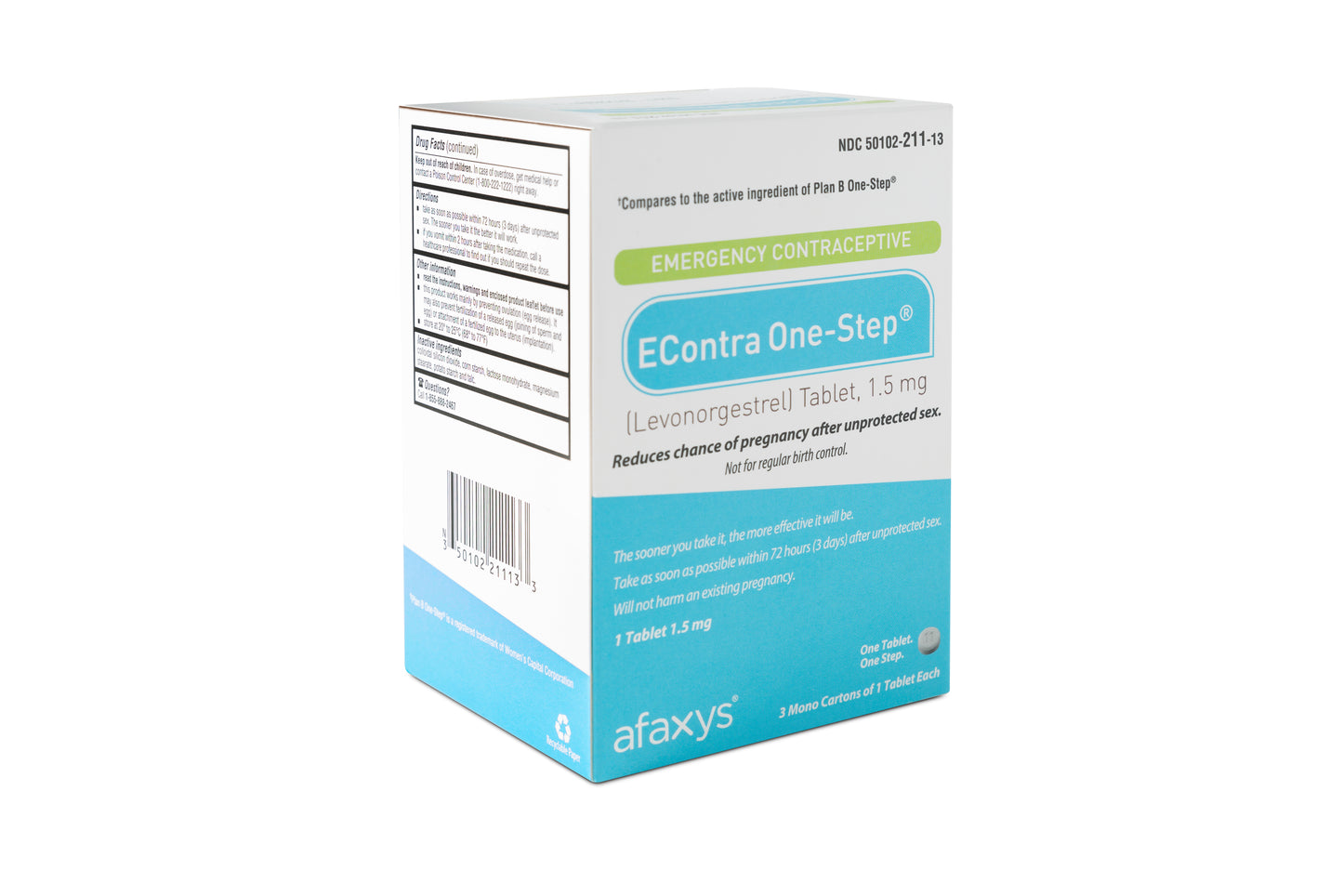 EContra One Step Levonorgestrel Tablet 1.5mg Emergency Contraceptive 3 Pack