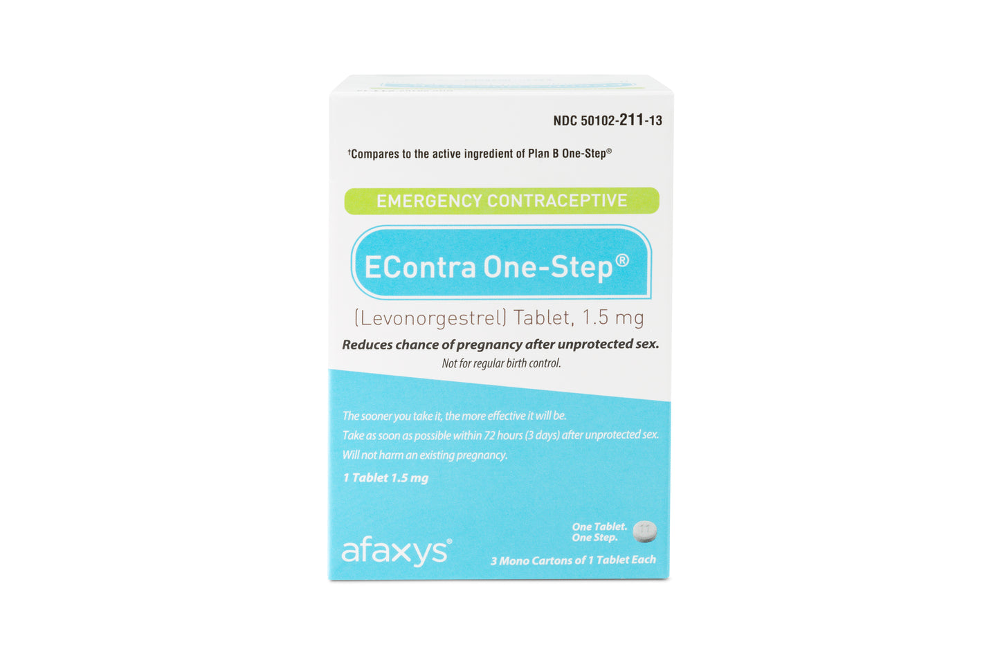EContra One Step Levonorgestrel Tablet 1.5mg Emergency Contraceptive 3 Pack