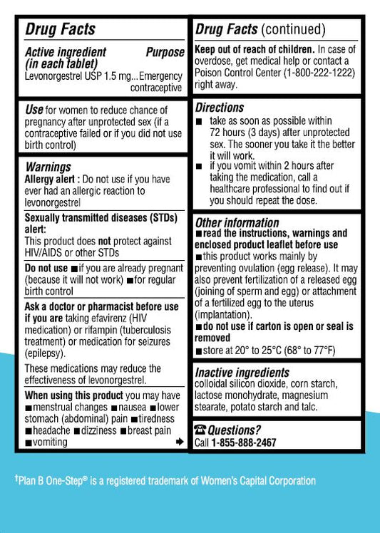EContra One Step Levonorgestrel Tablet 1.5mg Emergency Contraceptive